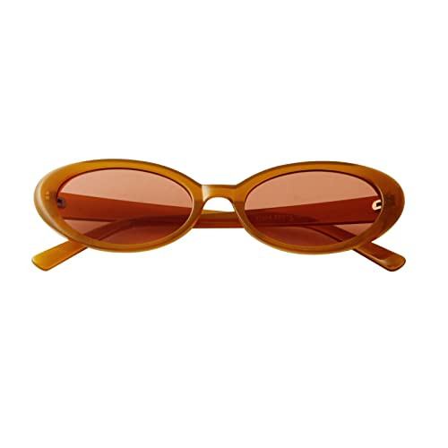 Laurinny 90s Sunglasses for Women Men Retro Oval Sunglasses Glasses Brown Frame Brown Lense | Amazon (US)