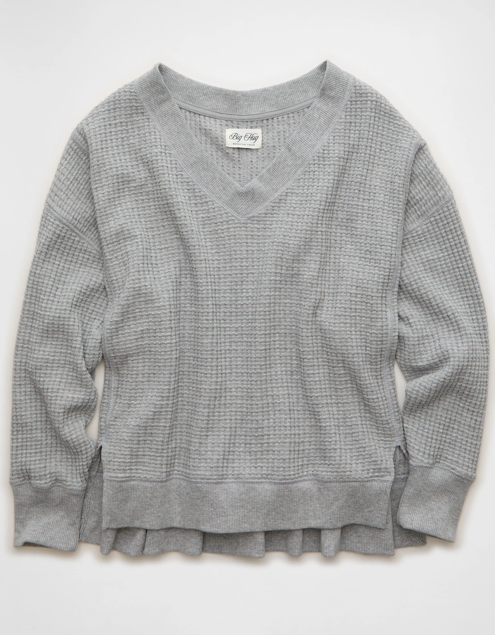 AE Big Hug V-Neck Waffle Sweatshirt | American Eagle Outfitters (US & CA)