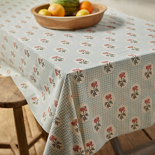 Soil to Studio Tablecloth, Floral + Blue Diamond | Terrain