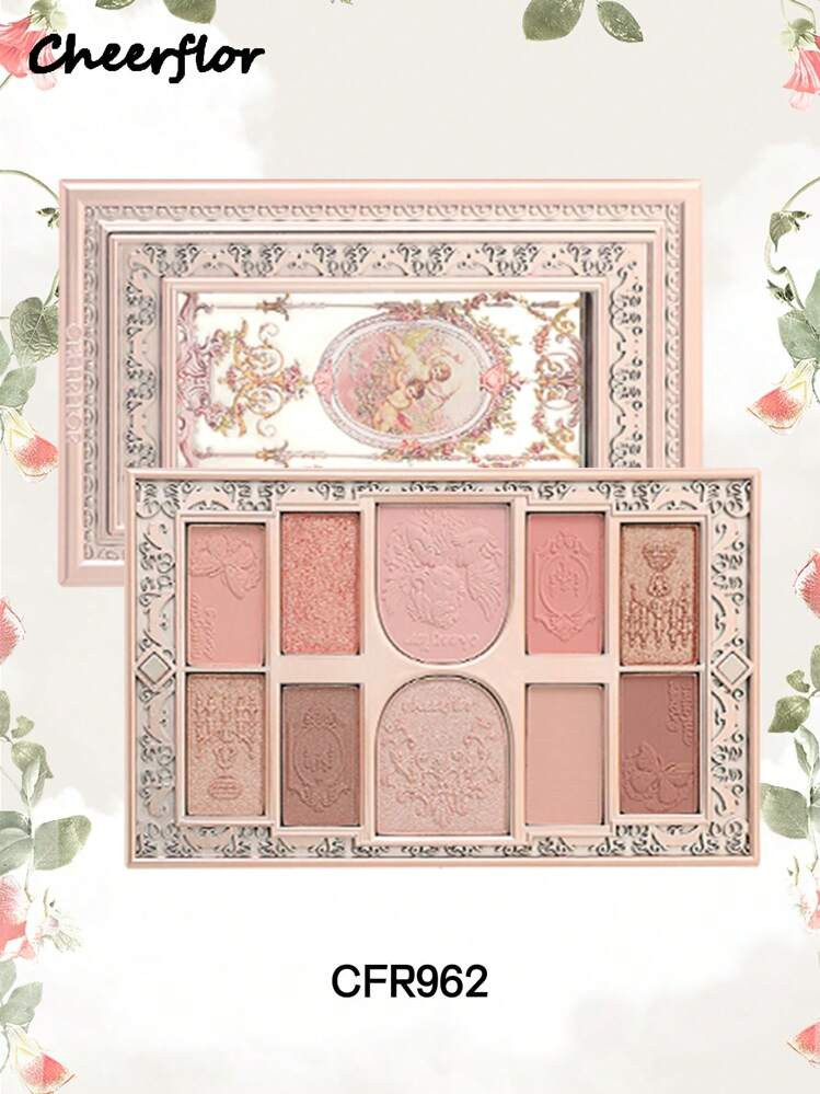 CHEERFLOR Embossed Makeup Palette, Eyeshadow Pallet, Highly Pigmented, With Magnetic Rotatable Lid, Matte Shimmer Powder Eyeshadow Palette, Long-Lasting Bright Shimmer Eyeshadow, Light, Smooth, With Mirror, Highlighters Contour Blush Powder All In One Makeup Pallet, Daily Makeu Cosmetic | SHEIN