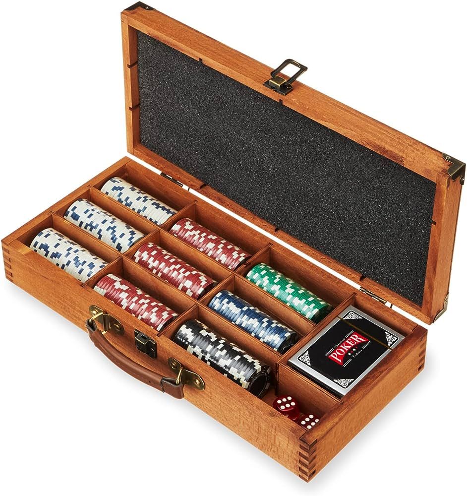 Foster & Rye Wooden Poker Sets with Case - Poker Kit in Wooden Box Includes Two Card Decks, Two D... | Amazon (US)