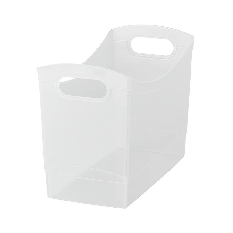 Mainstays Plastic Utility Storage Bin 12 Qt Narrow Rectangle with Carrying Handles, Clear | Walmart (US)