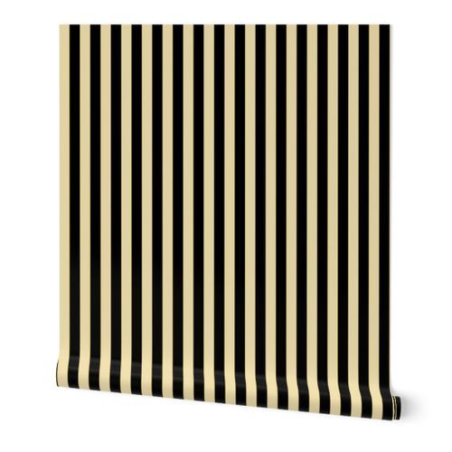 3/4" Off White, Black And Tiny Olive Stripe | Spoonflower