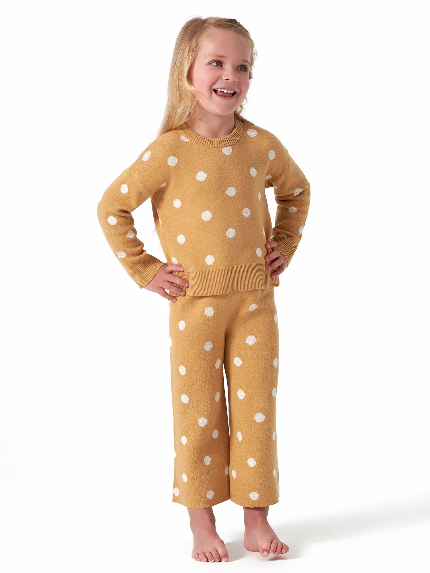 Modern Moments by Gerber Baby & Toddler Girl Jacquard Sweater & Wide-Leg Pant, 2-Piece Outfit Set... | Walmart (US)