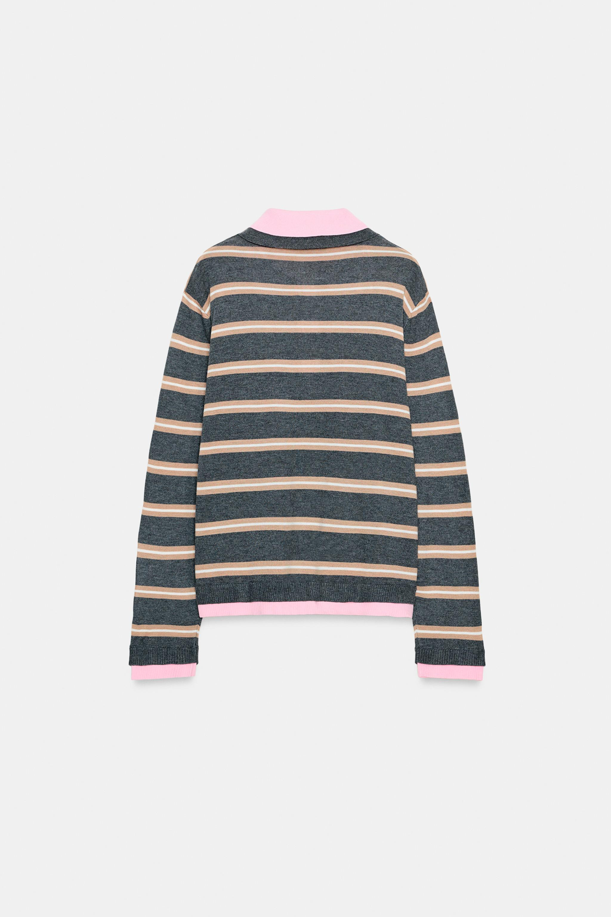 STRIPED COMBINED KNIT POLO SHIRT | Zara US