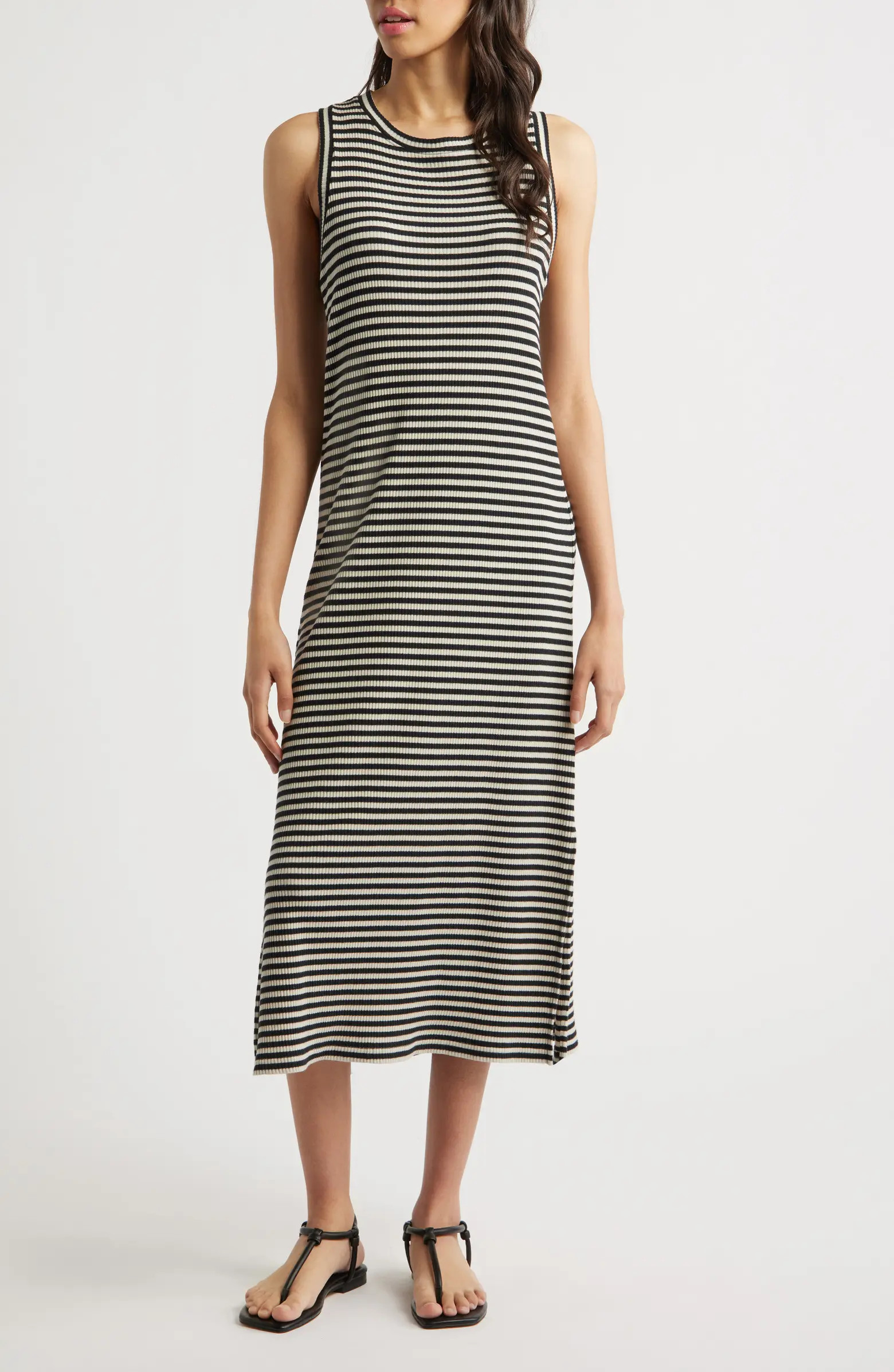 Stripe Rib Midi Tank Dress | Nordstrom