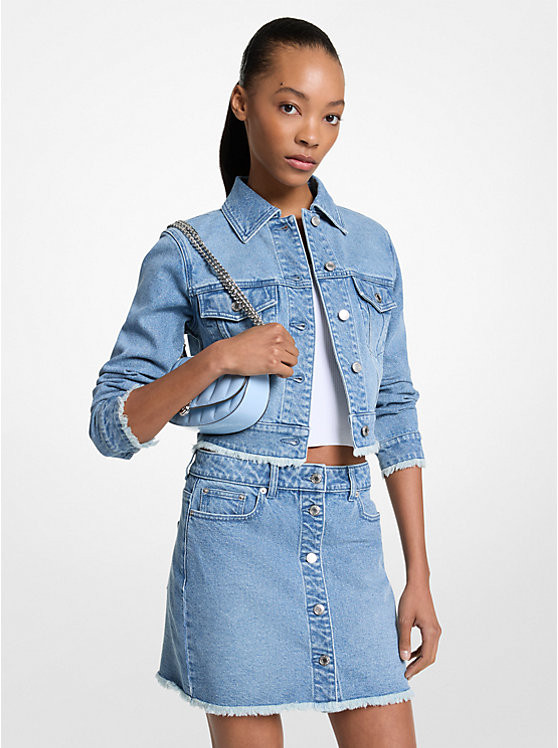 Frayed Denim Cropped Jacket | Michael Kors US