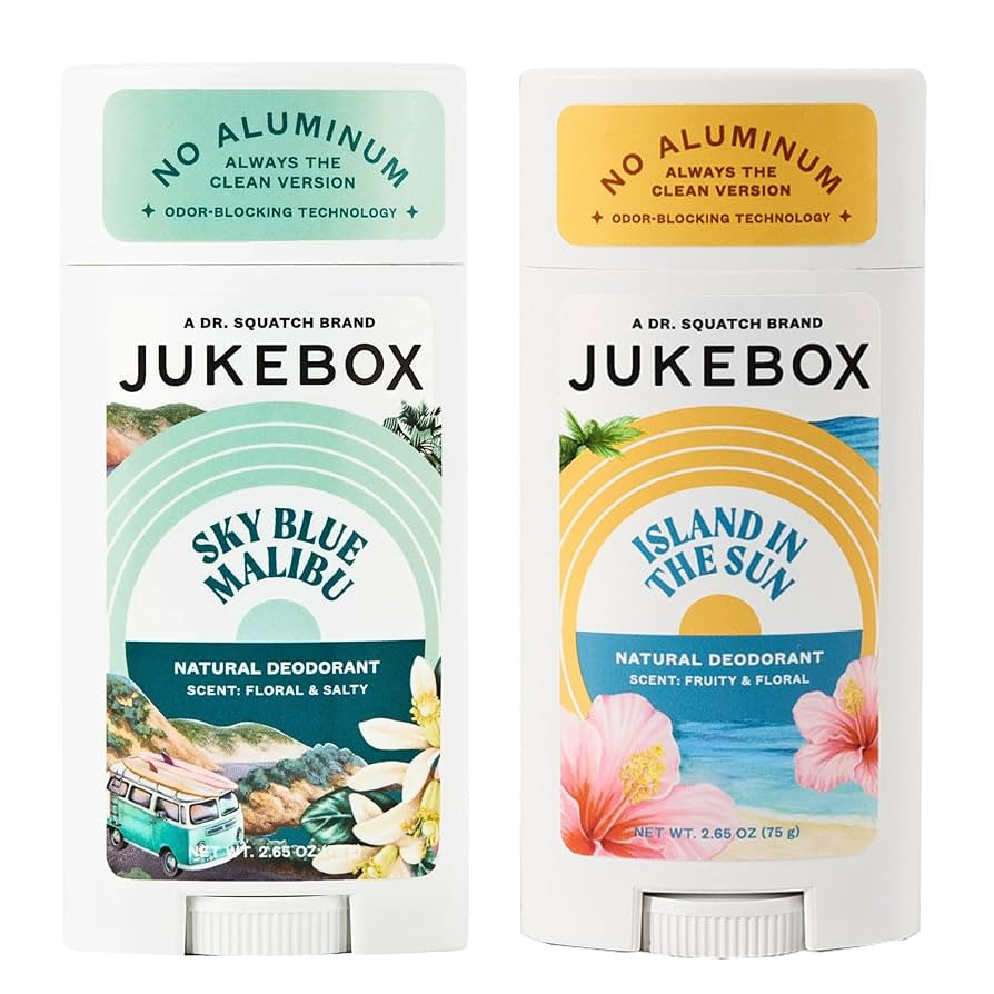 JUKEBOX Natural Deodorant for Women–Sky Blue Malibu & Island in the Sun Scents, Multi Pack-Alum... | Amazon (US)