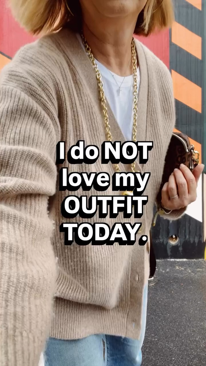 I did not nail it today. ☺️ Each piece is fabulous, but it was not working all together. What do you think of my 3 ideas to make it better?

The pieces themselves are all faves, but I felt frumpy in this combo. ☺️

Everything is posted on my @shop.ltk , too. 

#MidlifeStyle
#ModernMidlife
#StyleOver50
#ElevatedEveryday
#RealLifeStyle