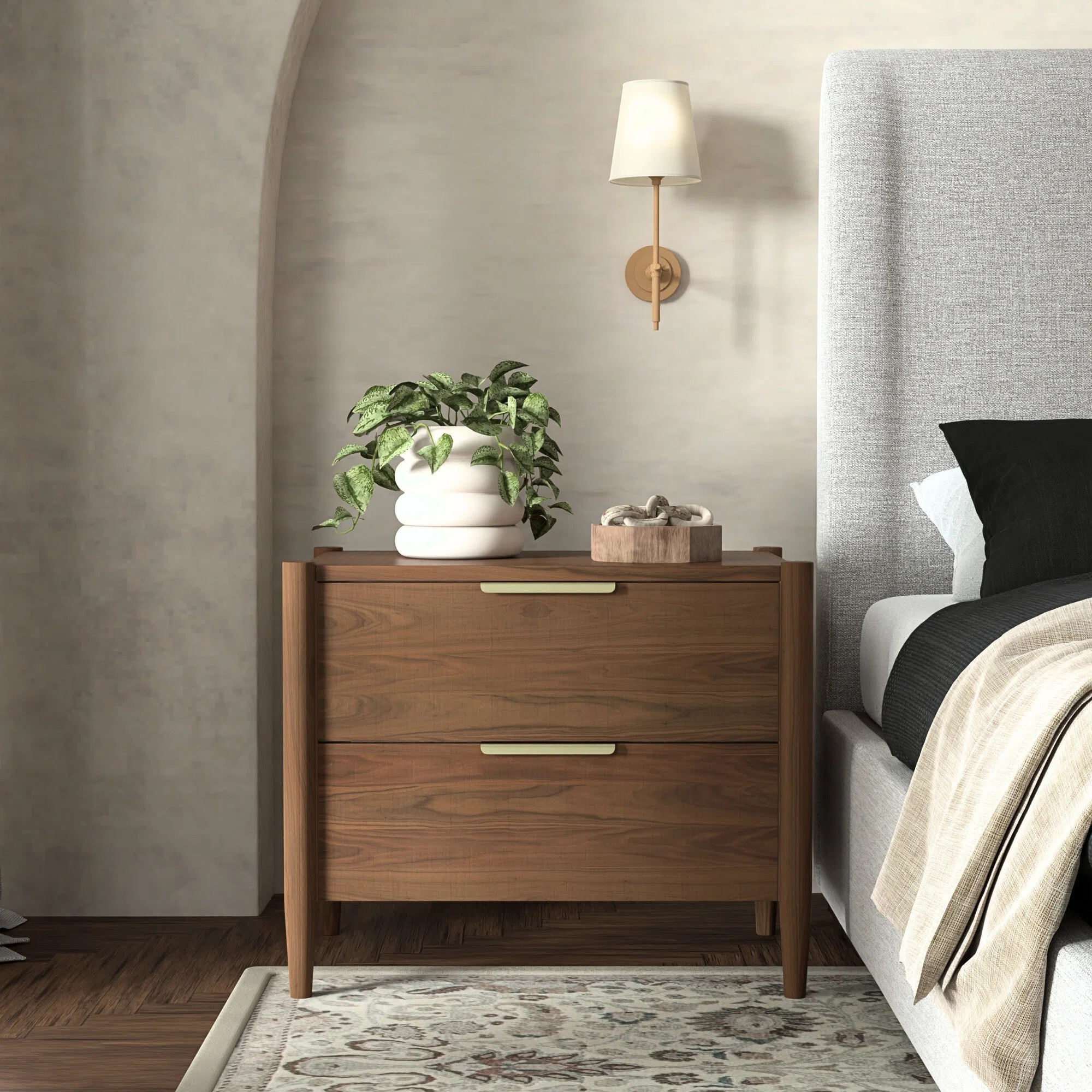 Reece 30" 2 Drawer Wood Nightstand | Wayfair North America