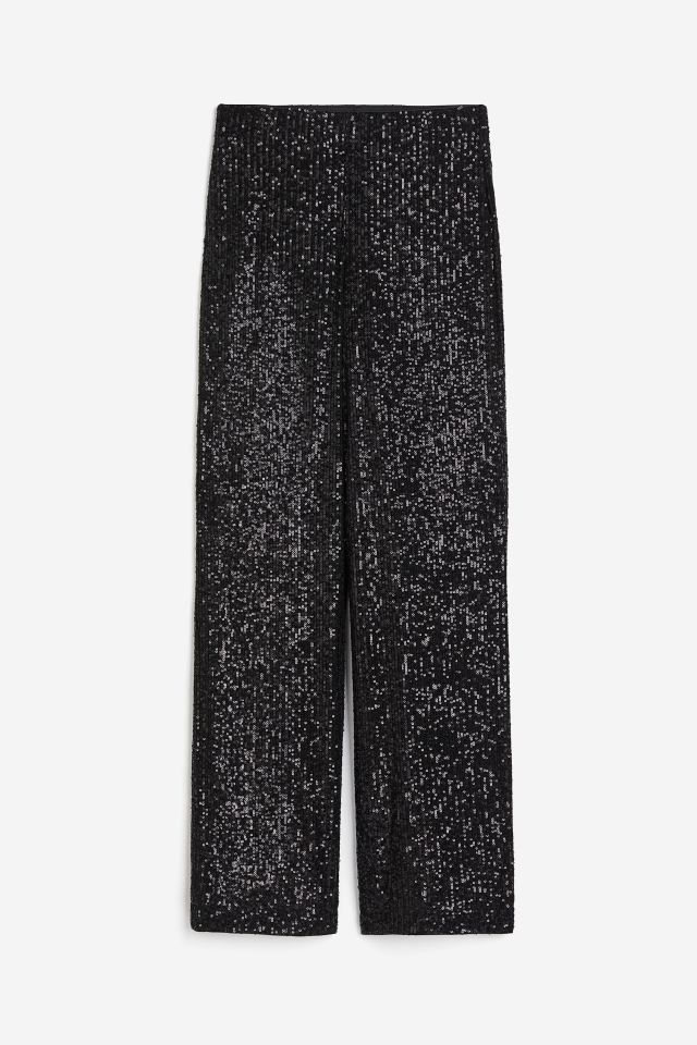 Sequined trousers - Black - Ladies | H&M GB | H&M (UK, MY, IN, SG, PH, TW, HK)