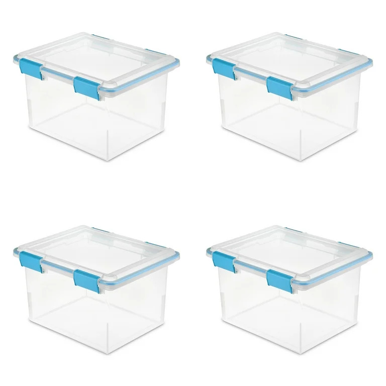 Sterilite 32 Qt Gasket Box Clear Base and Lid Blue Aquarium Set of 4 | Walmart (US)