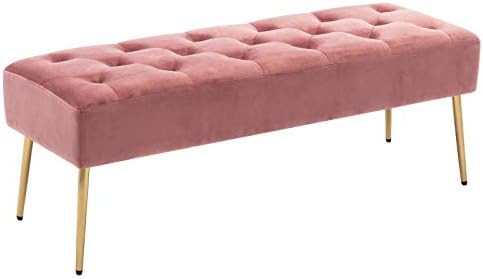 Duhome Modern Velvet Bench Ottoman Comfortable Footrest Stool Table Bench Dining Bench Button Tuf... | Amazon (US)