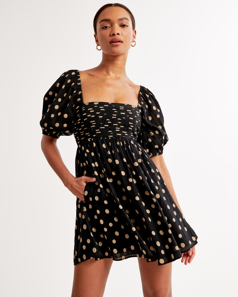 Emerson Ruched Puff Sleeve Mini Dress | Abercrombie & Fitch (US)