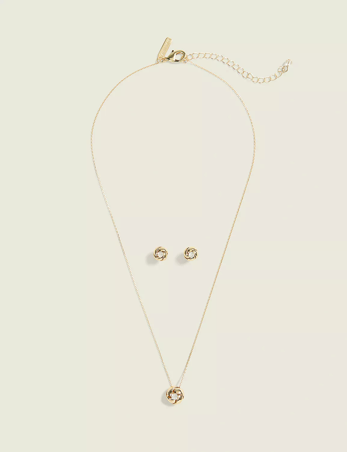 Goldtone Knot Earring & Necklace Set | Lane Bryant (US)