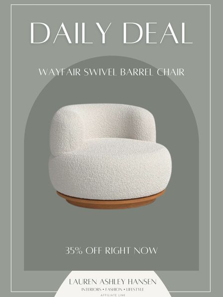 This swivel barrel chair is so fun! A wayfair current find and on sale right now too. I love the upholstered texture, and the wood base is so pretty! 

#LTKSaleAlert #LTKStyleTip #LTKHome