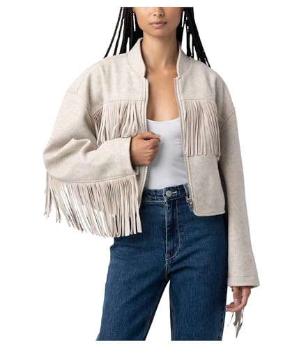 Blank NYC Women's Own It Fringe Bomber Jacket, Own It, Small | Amazon (US)