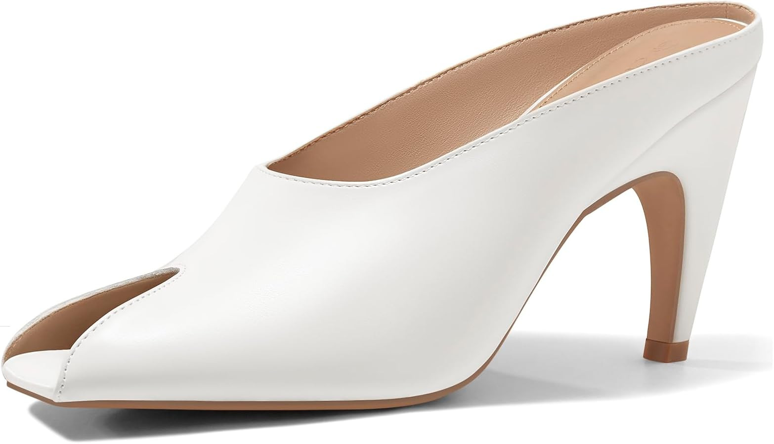 Coutgo Women's Kitten Heel Open Toe Slide Mules | Amazon (US)