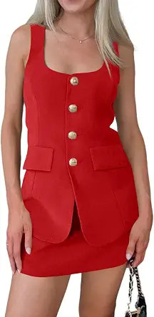 Cicy Bell Womens Summer 2 Piece Outfits Sleeveless Scoop Neck Fitted Blazer Vest Matching Set Min... | Amazon (US)