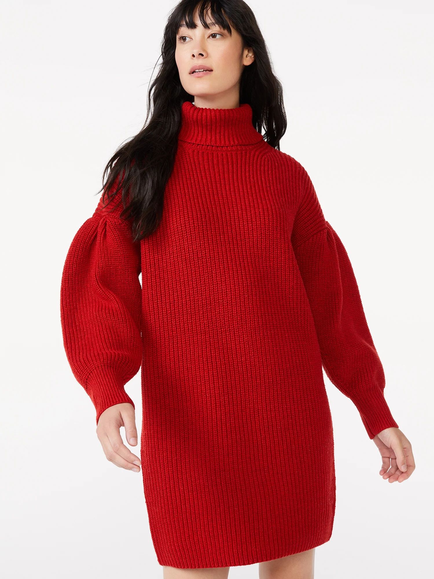 Free Assembly Women's Cowl Sweater Dress with Pleated Shoulders | Walmart (US)