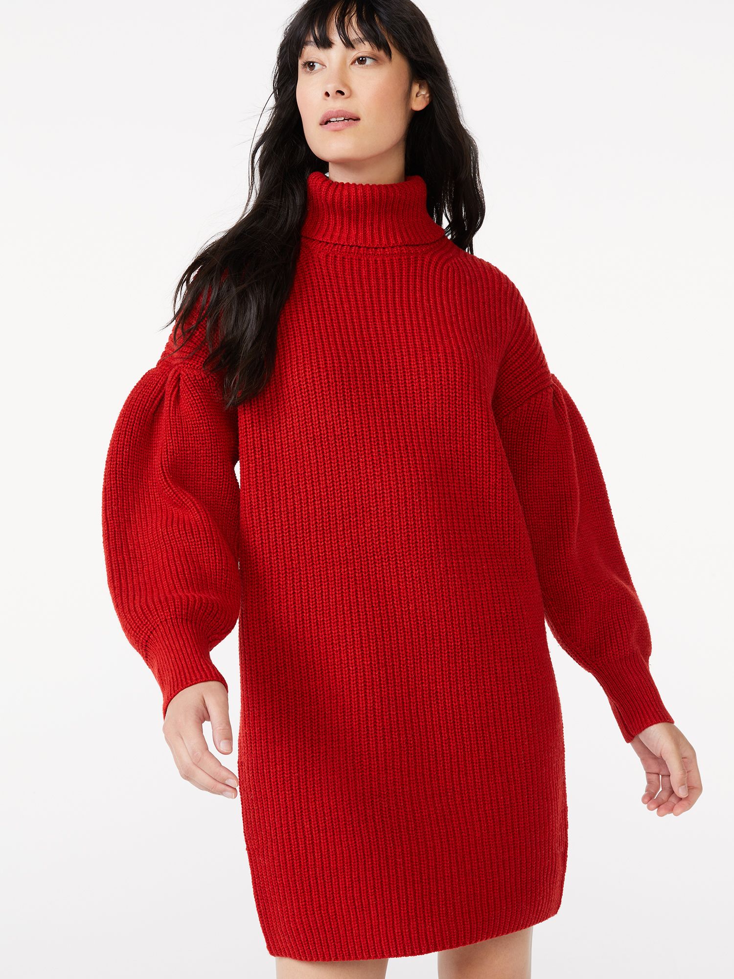 Free Assembly Women's Cowl Sweater Dress with Pleated Shoulders - Walmart.com | Walmart (US)