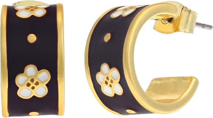 Madewell Faded Magnolia Hoop Enamel Earrings Vintage Mulberry One Size | Amazon (US)