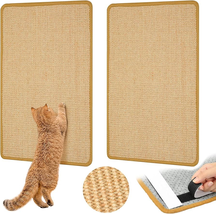Carpet Cat Scratching Mat Sisal, 2 Packs Sisal Fabric Large 23.6" x 15.7" Scratching Pad for Indo... | Amazon (US)