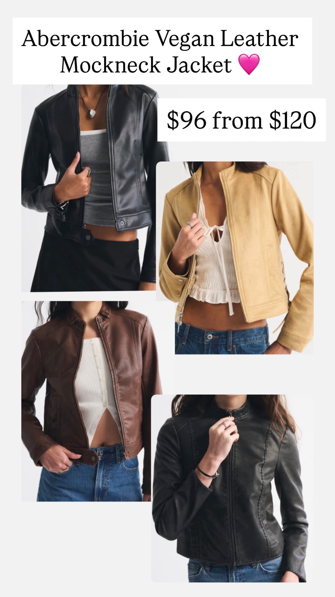 Vegan leather jackets are $96

#LTKSaleAlert
