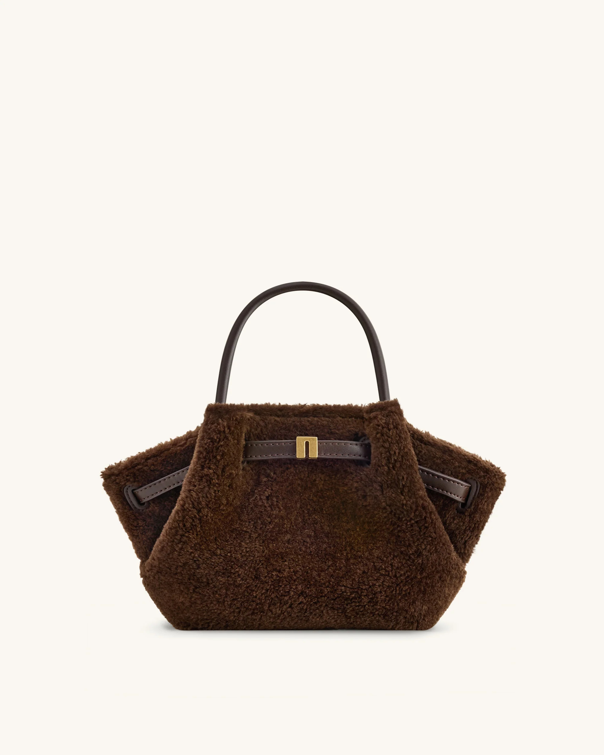 Hana Mini Faux Fur Tote Bag - Dark Brown | JW PEI US