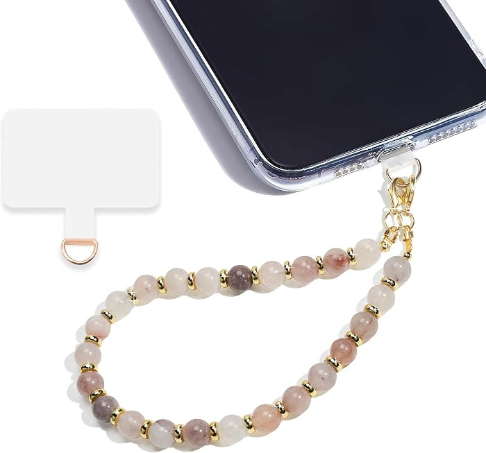Marble Beaded Phone Wrist Strap,Detachable Phone Bracelet Strap with Tether Tab,Hands-Free Wristl... | Amazon (US)