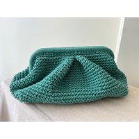 Crochet Clutch, Cloud Green Purse, Coach Bag, Dumpling Hand Knitted Crochet Bag | Etsy (US)