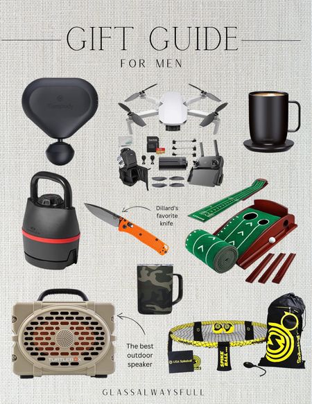 We have this speaker and love it! Also sharing hubby’s favorite knife. I bought this drone two years ago and we still use it often. Men’s gift guide, gift guide, Christmas gift ideas, men’s gifts, men’s favorites, drone, outdoor speaker, turtlebox, men’s cup, putting green. Callie Glass. 

#LTKmens #LTKGiftGuide #LTKHoliday