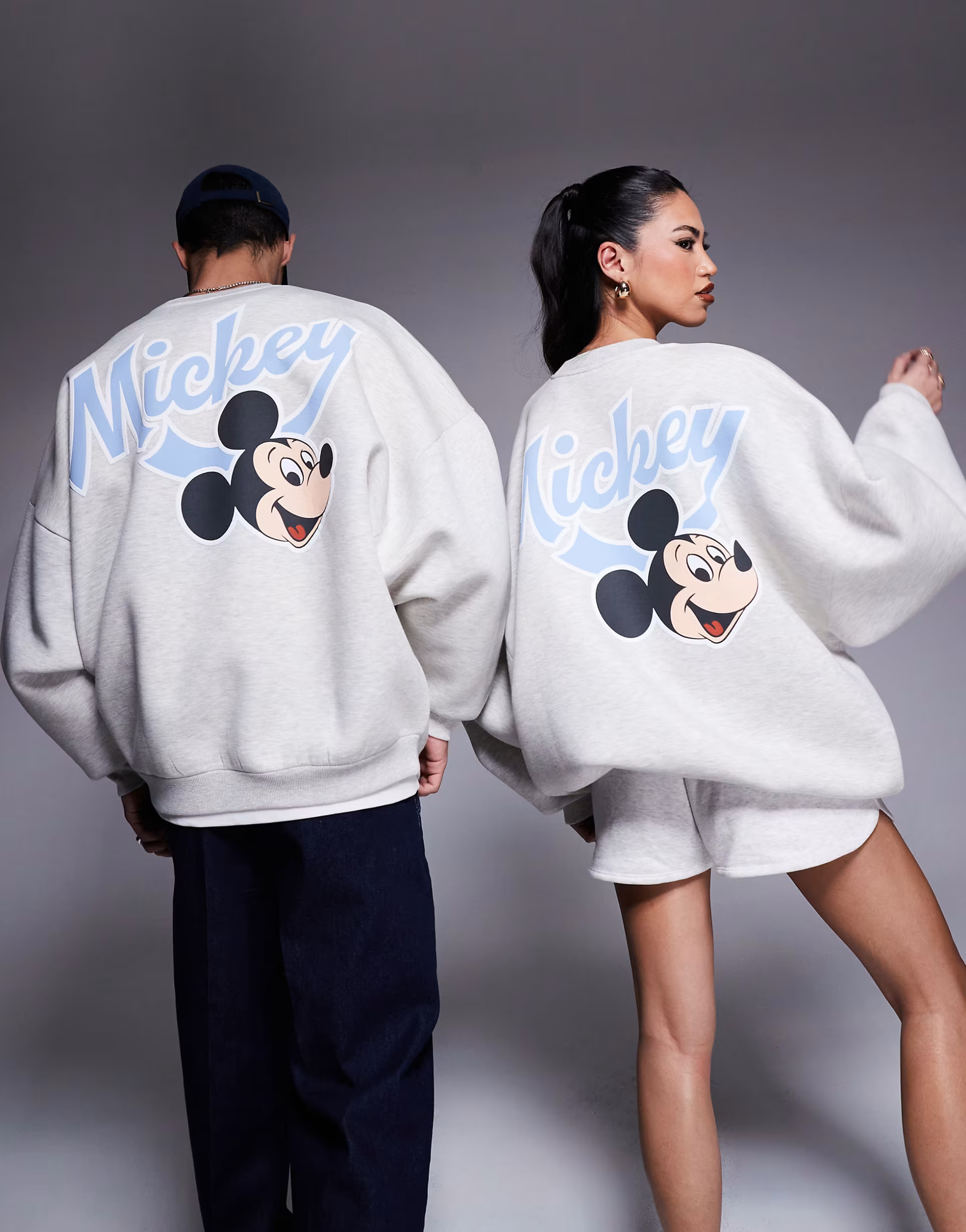 ASOS DESIGN Disney unisex extreme oversized scuba sweatshirt with Mickey Mouse prints in white he... | ASOS (Global)