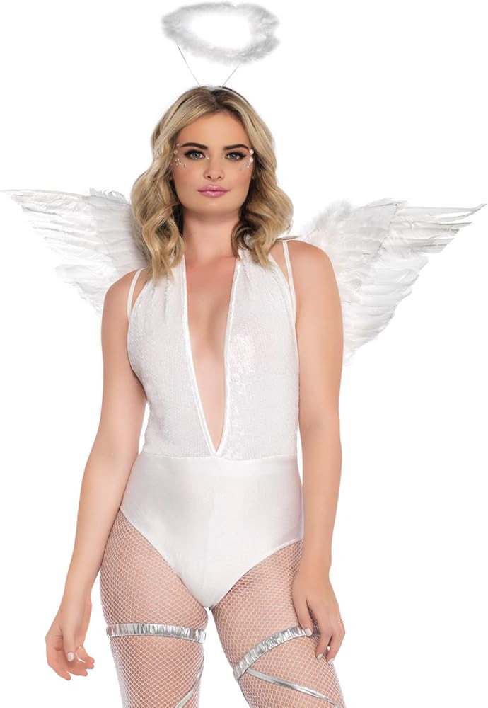 Leg Avenue Women's 2 Pc Feathered Angel Wings and Halo Costume Accessory Kit | Amazon (US)