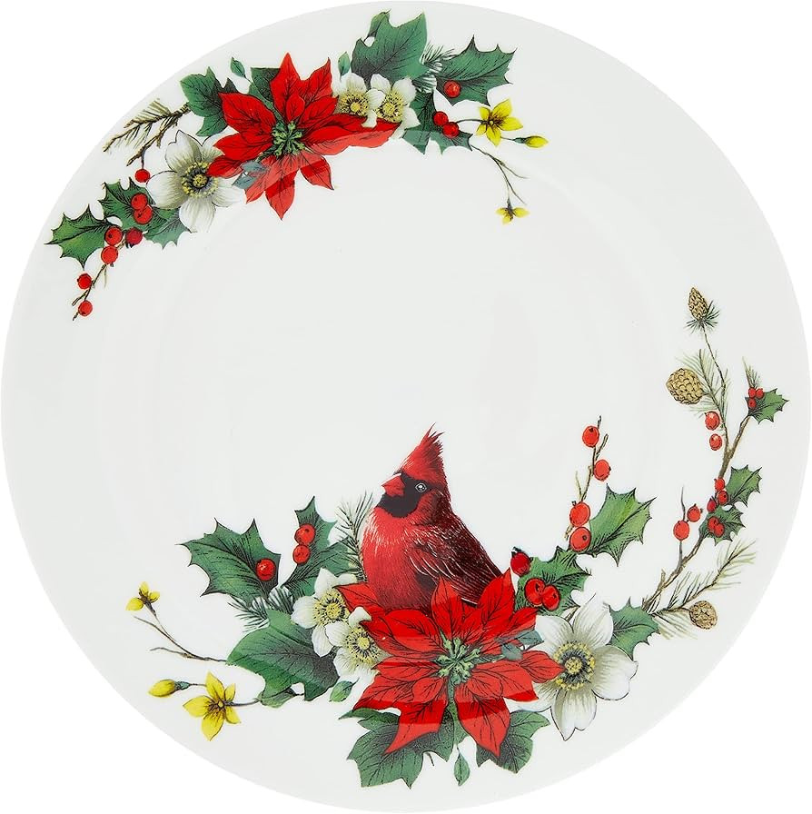 Gracie Bone China by Coastline Imports Cardinal Poinsettia Dessert/Salad Plate 7.5-Inch (Set of 4... | Amazon (US)