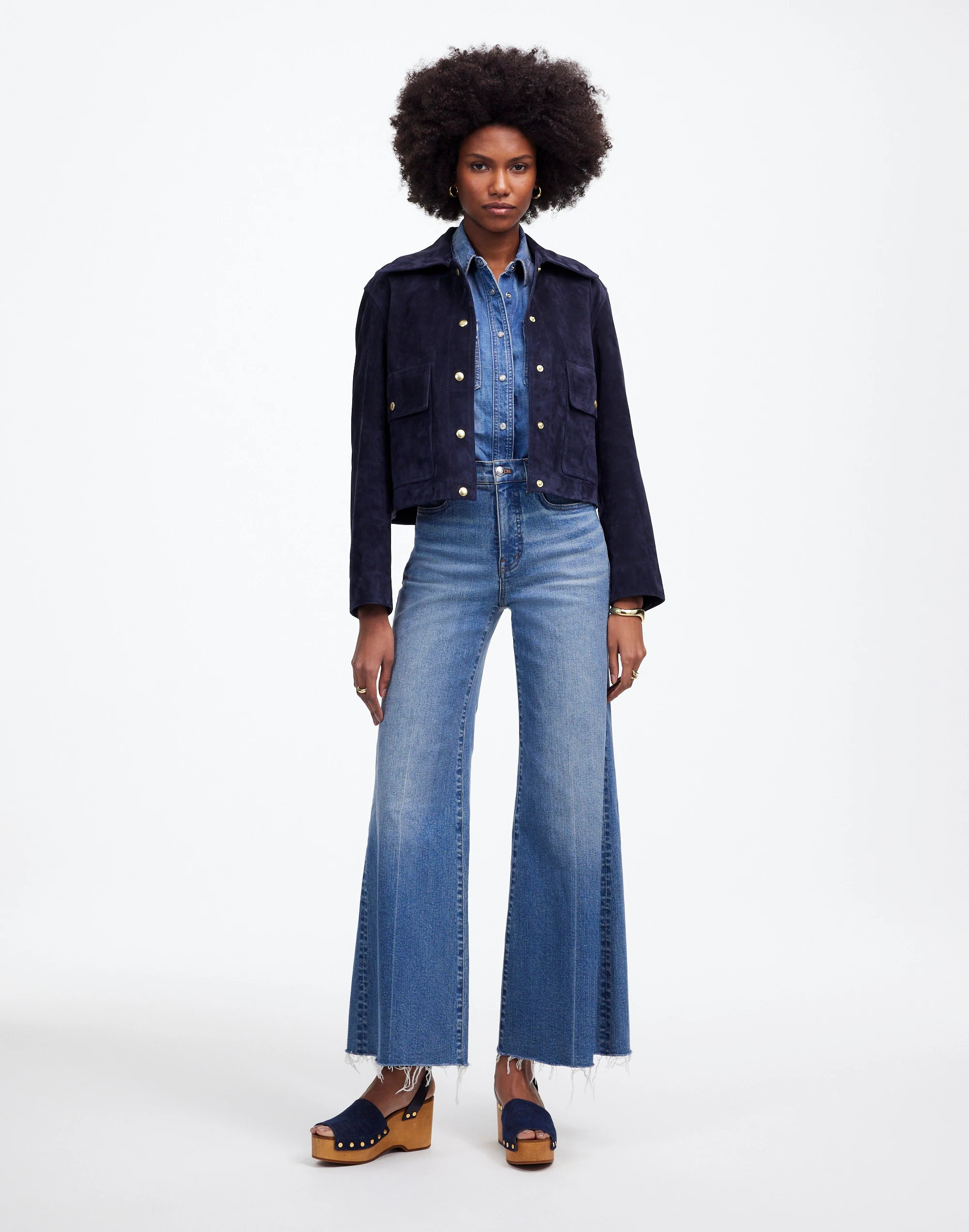 Petite Flared Wide-Leg Crop Jeans in Oneida Wash | Madewell