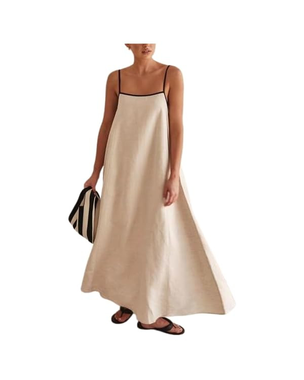 Nexavio Women Spaghetti Strap Maxi Beach Dress Casual 2024 Summer Sleeveless A Line Long Flowy Su... | Amazon (US)