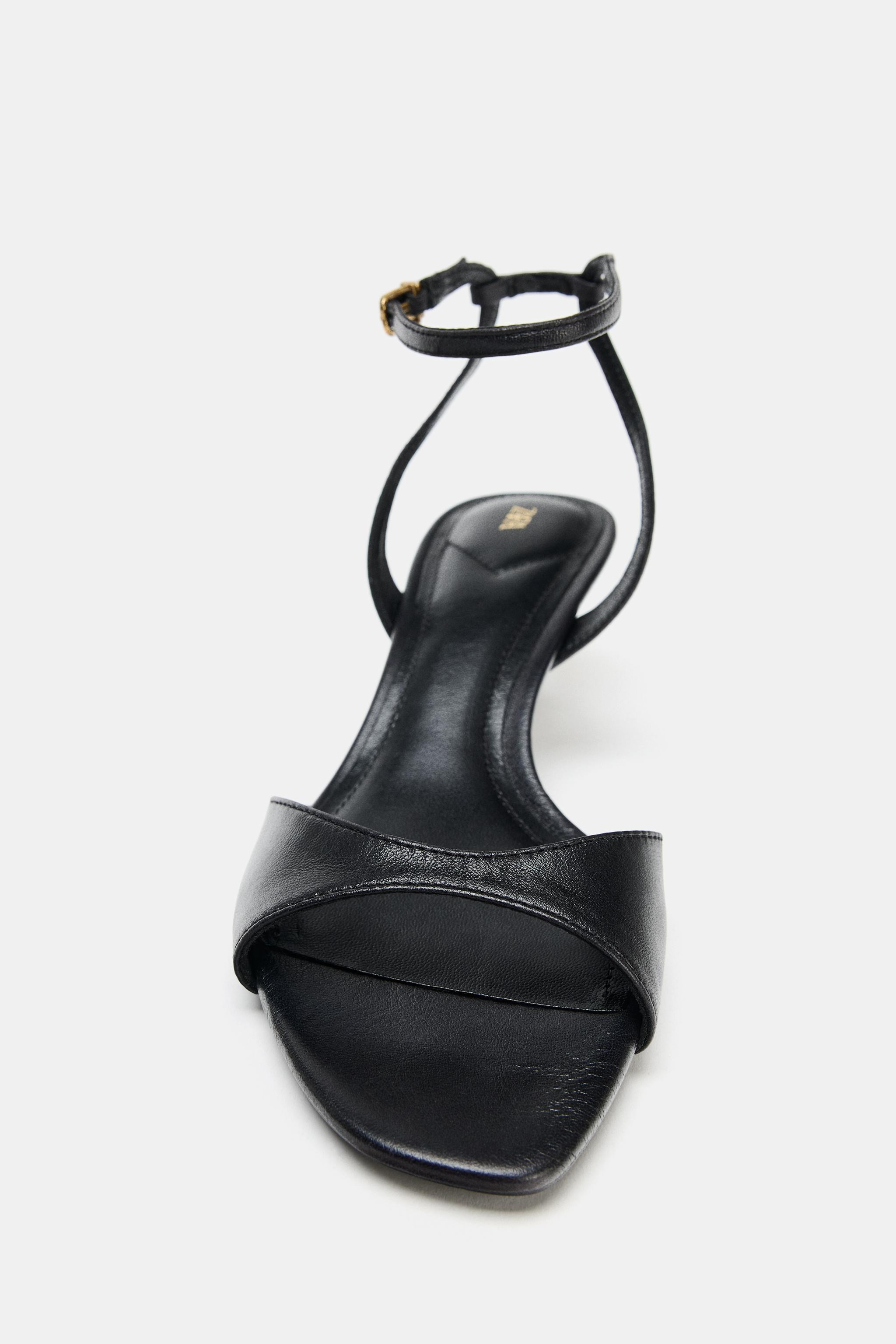 LEATHER ANKLE STRAP HEELED SANDALS | Zara US