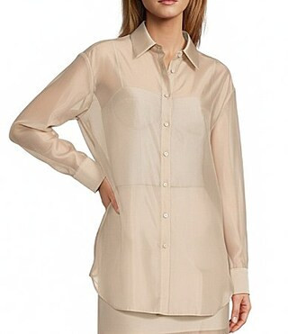 Antonio Melani Priscilla Organza Sheer Long Sleeve Button Front Coordinating Blouse - 0 | Dillard's