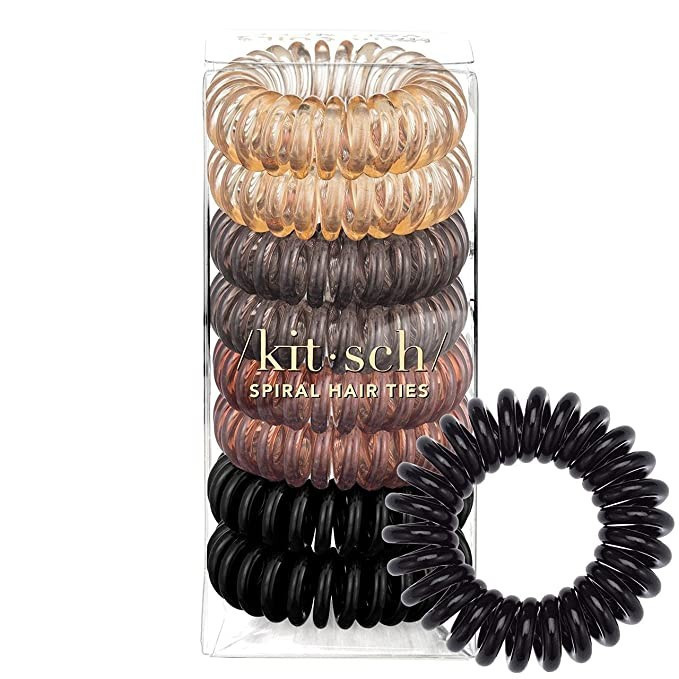 Kitsch Spiral Hair Ties, Coil Hair Ties, Phone Cord Hair Ties, Hair Coils - 8 Pcs, Brunette | Amazon (US)