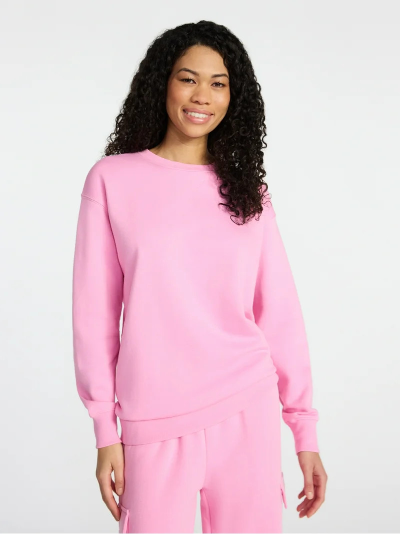 No Boundaries Soft Fleece Oversized Sweatshirt with Long Sleeves, Women’s XXS-XXL | Walmart (US)