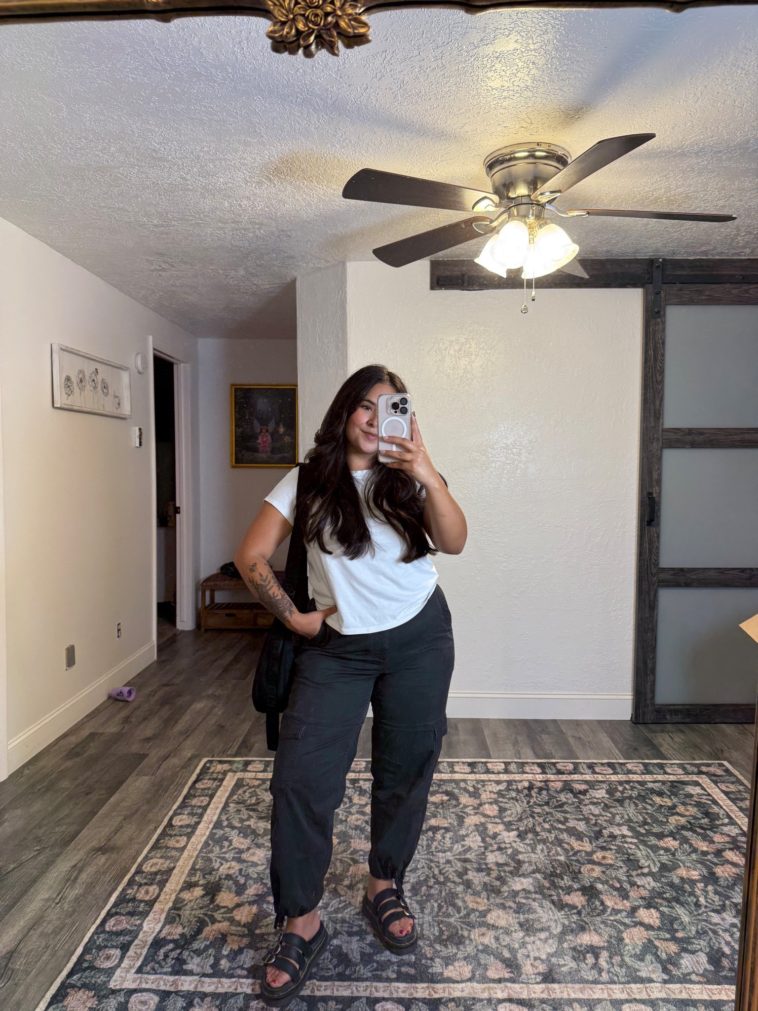 These cargo pants are from old navy but linking similar options. Wearing a large in the shirt and a medium in the pants :) 

#LTKFallSale #LTKMidsize #LTKPetite