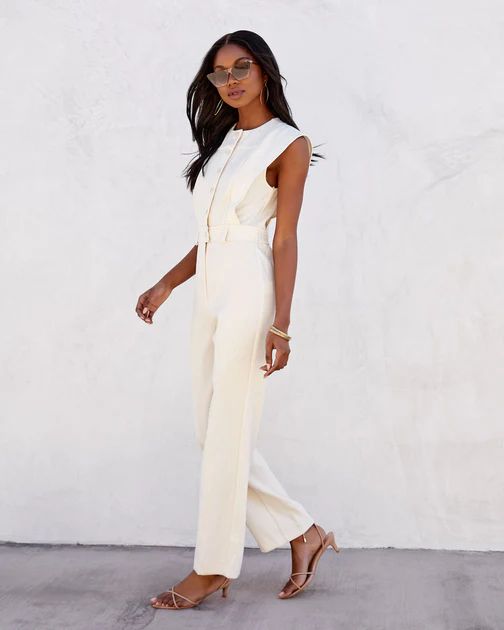 All Time Classic Tailored Jumpsuit - Cream | VICI Collection