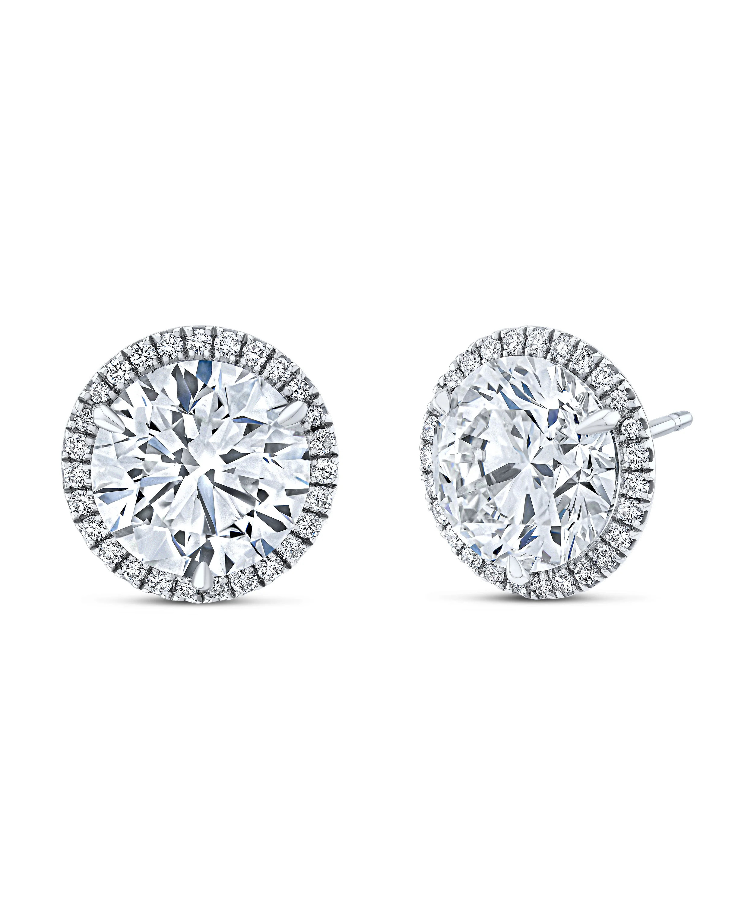 Round Diamond Earrings with Pave Halo | Norman Silverman