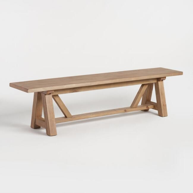 Wood Farmhouse Leona Dining Bench | World Market