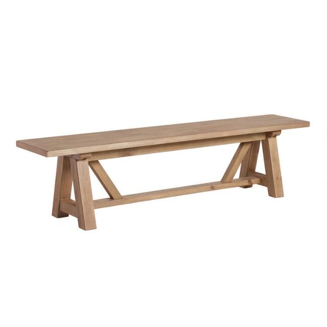 Wood Farmhouse Leona Dining Bench | World Market