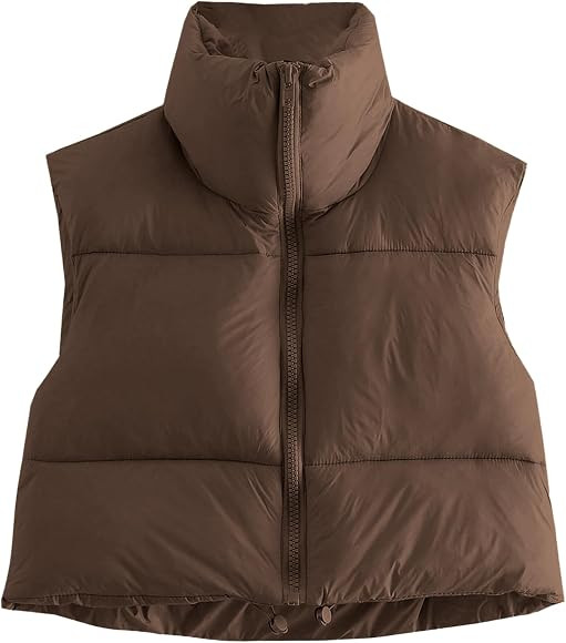 Keeliya Women's Cropped Puffer Vest Stand Collar Zip Up Padded Gilet Lightweight Sleeveless Puffy... | Amazon (US)