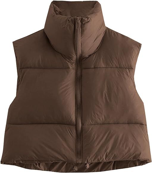 Keeliya Women's Cropped Puffer Vest Stand Collar Zip Up Padded Gilet Lightweight Sleeveless Puffy... | Amazon (US)