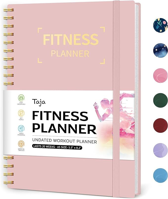 Fitness Workout Journal for Women & Men, A5(5.5" x 8.2") Workout Log Book Planner for Tracking, P... | Amazon (US)