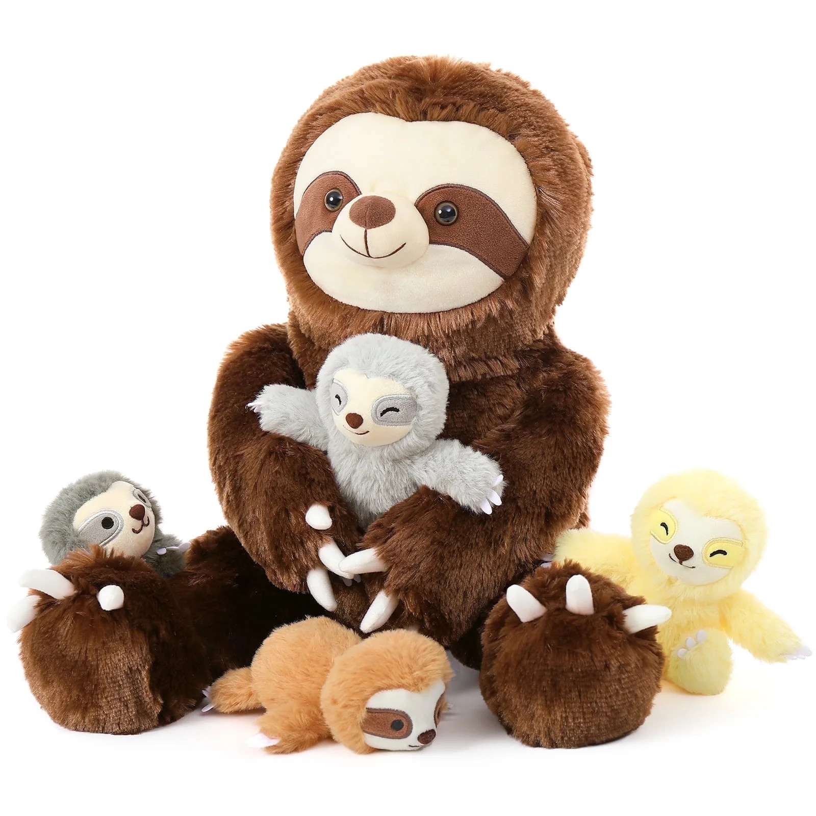 MorisMos 24" Sloth Stuffed Animal Mommy Sloth Plush Toy with 4 Baby Plush Toys | Walmart (US)